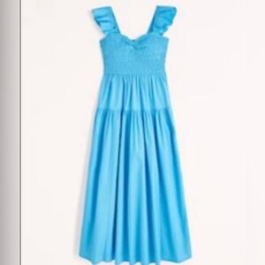 Women’s Abercrombie ruffle strap smocked midi dress NWT
